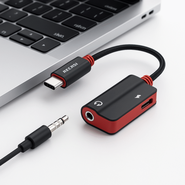 Adaptateur RECRSI Type-C vers Jack 3.5mm + Port Charge – Double Fonction