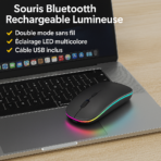 Souris bluetooth rechargeable lumineuse et un tapis 2 en 1