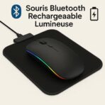Souris bluetooth rechargeable lumineuse et un tapis 2 en 1 – Image 2