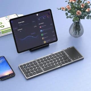 Clavier Bluetooth pliable 3-volets avec Touchpad – Multiplateforme