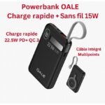 Powerbank Charge rapide 22.5W + sans fil 15W 10000 MAH