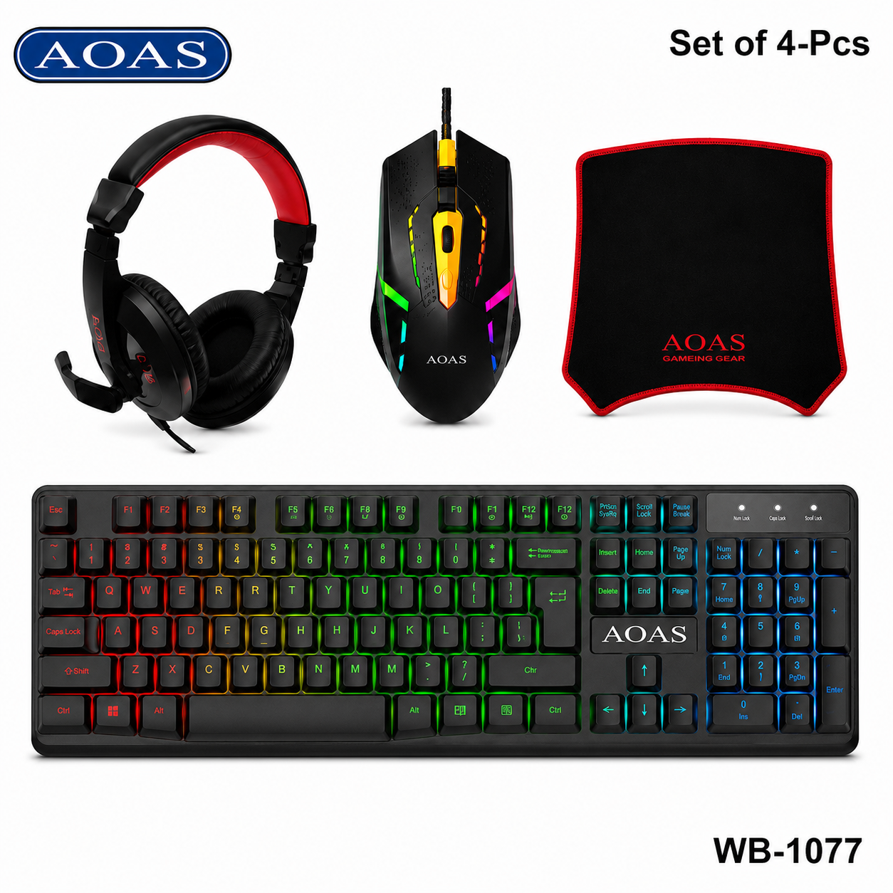 2026/06/57508.png Ensemble de jeu AOAS 4-en-1 avec clavier filaire, casque, souris et tapis de souris avec éclairage RGB WB-1077 – Image 1
