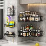 Pack 5 Étagères d’Angle Salle de Bain & Cuisine – Organisateur Mural Adhésif Sans Perçage