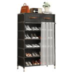 Étagère de rangement pour chaussures avec rideau