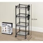 Chariot de Rangement 4 Étages sur Roulettes - 92.5cm avec Porte-Accessoires – Image 3