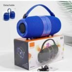 Enceinte M35 bleue assemblée et vue détachée