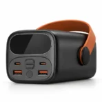 Détail des deux ports USB-C et deux ports USB-A du powerbank 65 W